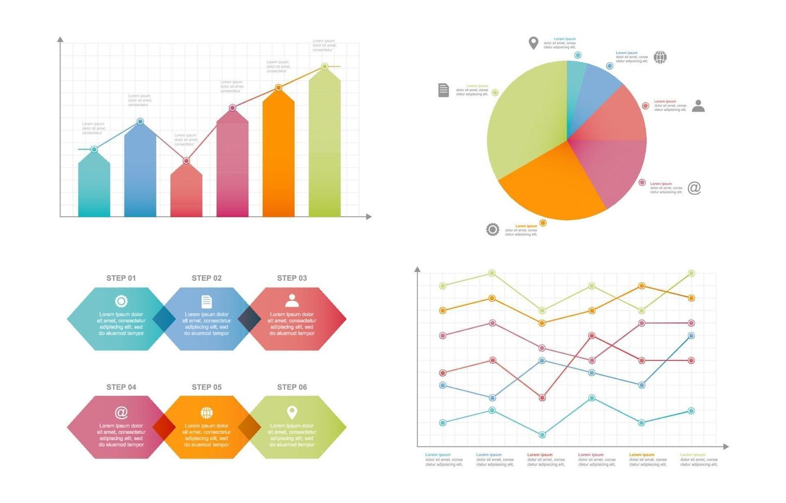Bar Chart Graph Diagram Statistical Business Infographic Element Set vector