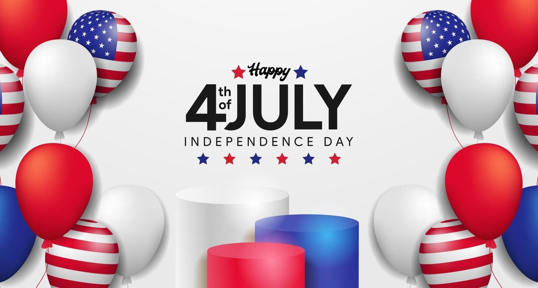 4th July American independence day with 3d balloon party poster template vector