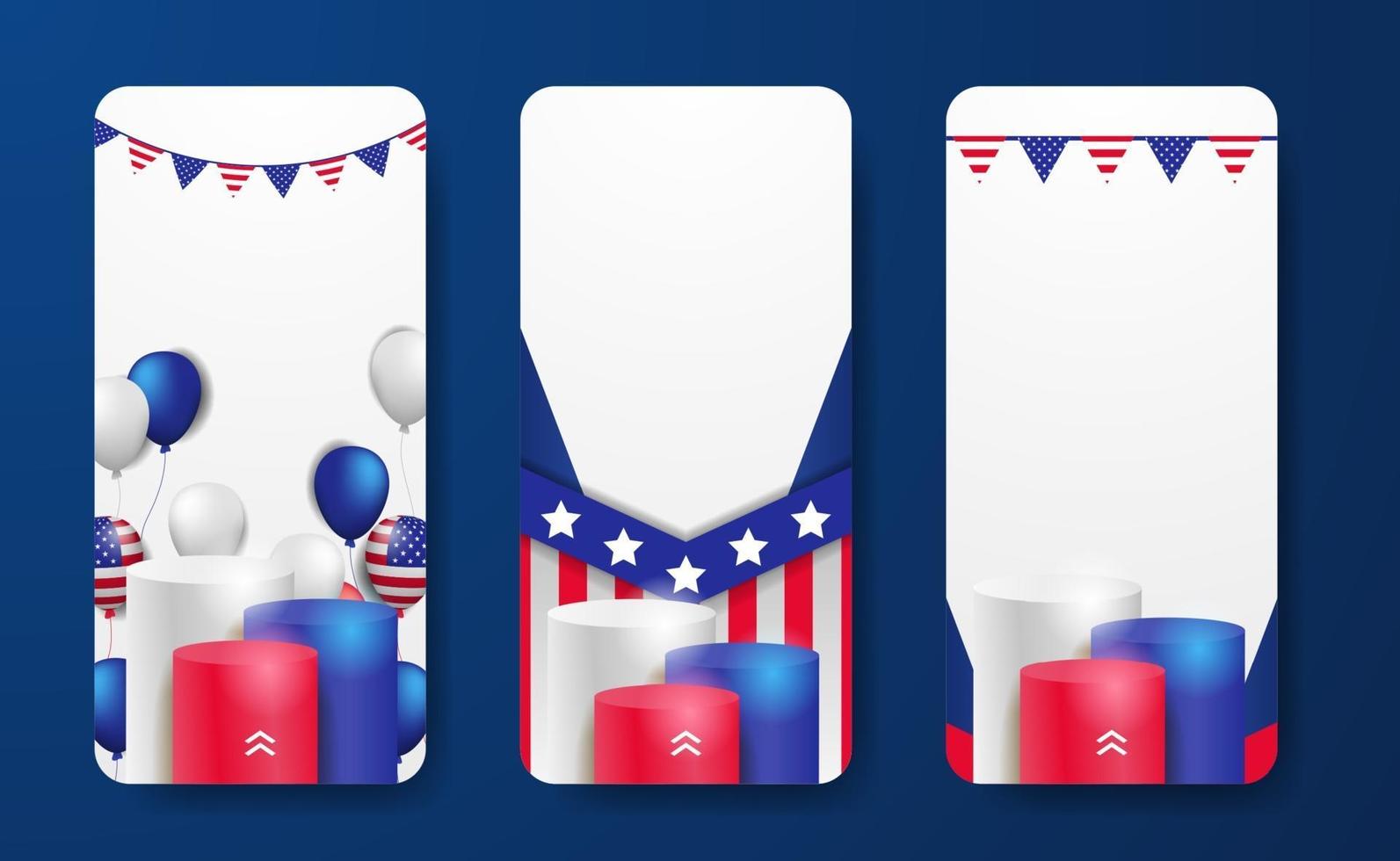 social media template stories for 4th july american independence day vector