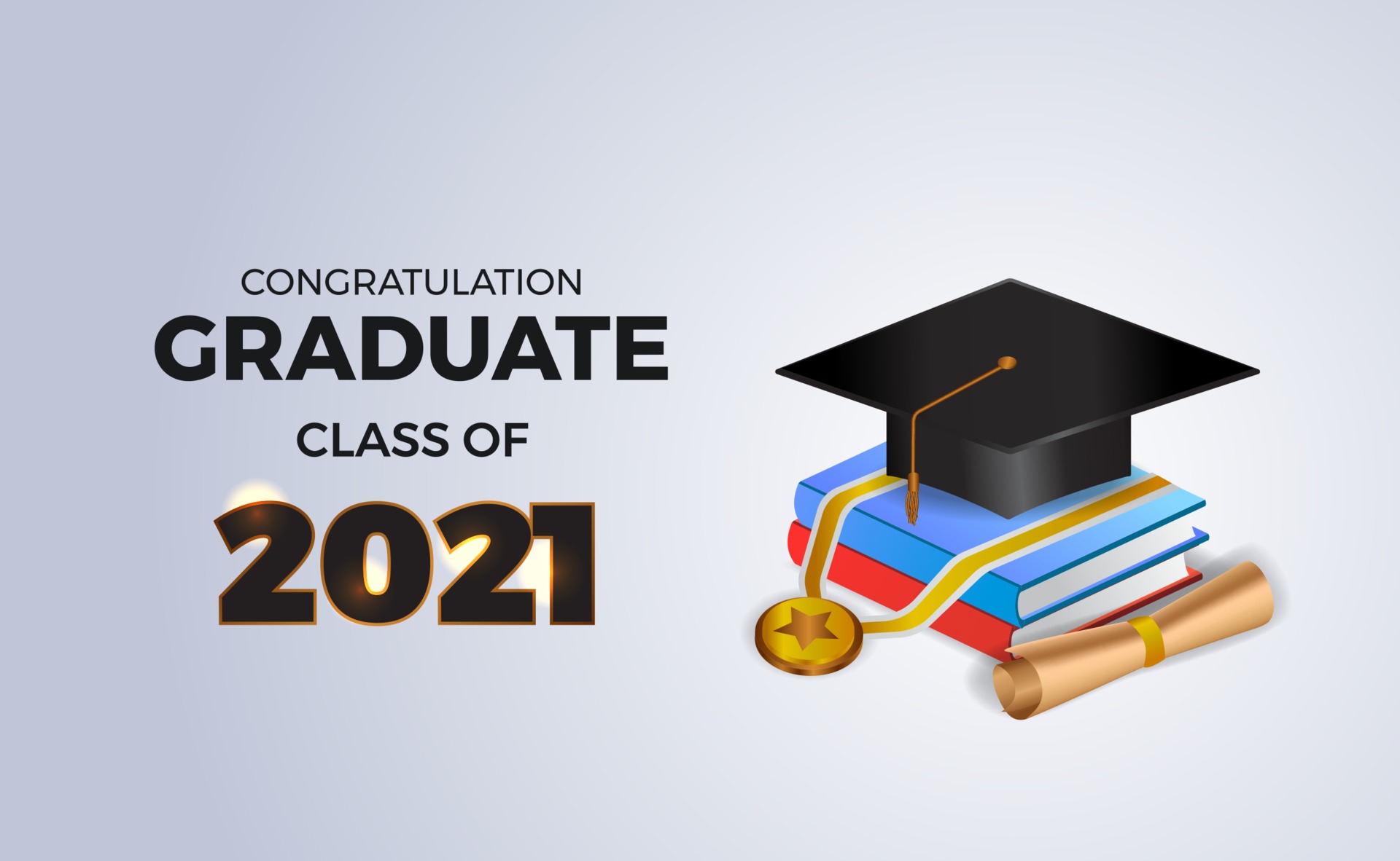 congratulations graduate class of 2021 with 3d isometric book and