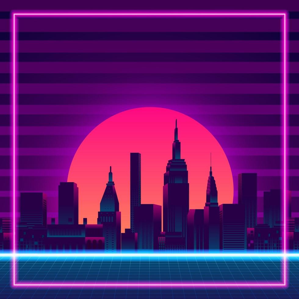 Retro vintage 80s gradient neon color background vector