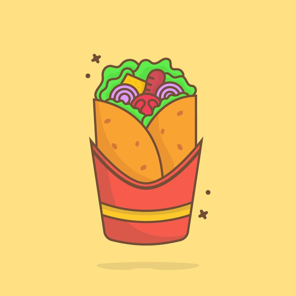 Cute kebab cartoon illustration vector icon