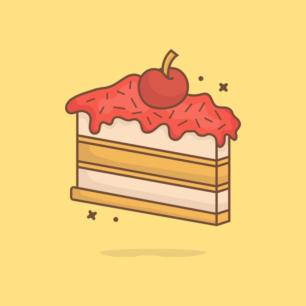 Cute cake cartoon illustration vector icon