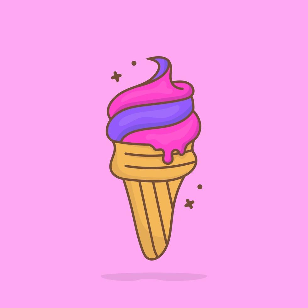 Ilustración de icono de vector de dibujos animados de helado. concepto de icono de comida de postre aislado vector premium. estilo de dibujos animados plana