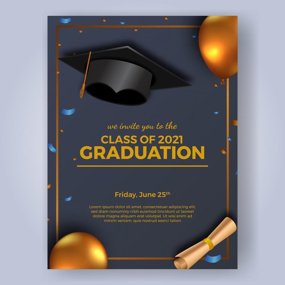 Graduation poster banner template vector
