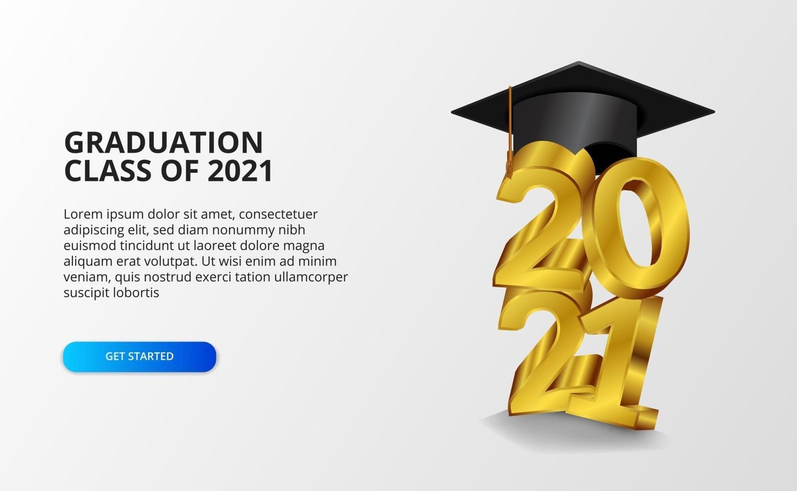 Graduation 20212021 class graduation with 3d graduate cap illustration vector