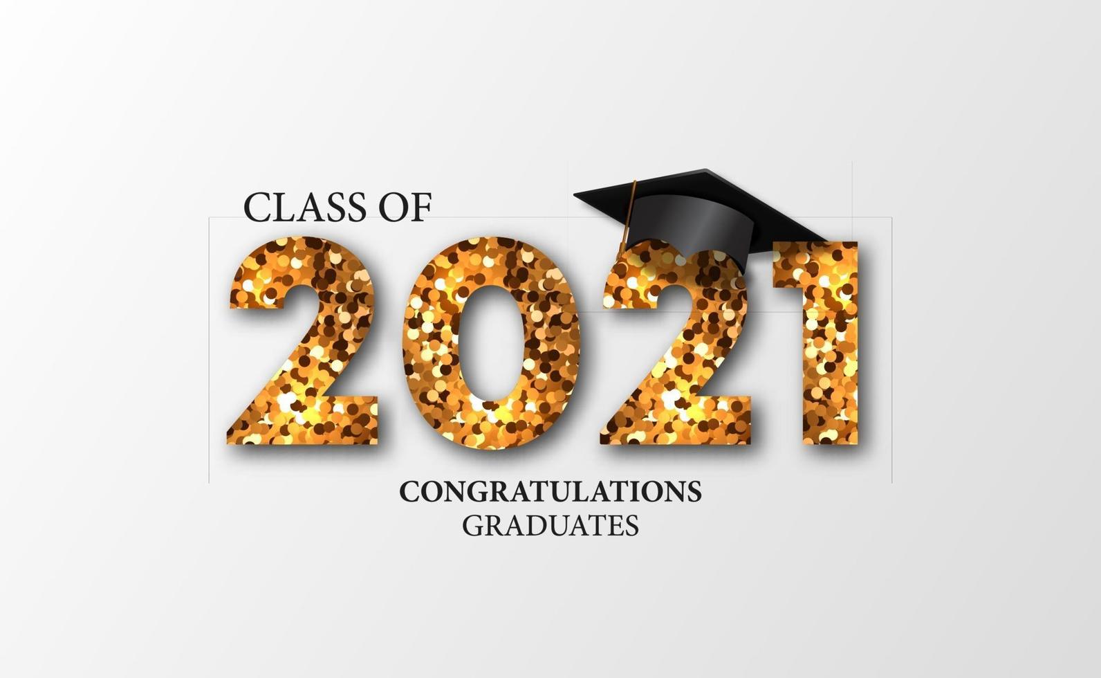 graduación 20212021 graduación de clase con ilustración de gorra graduada 3d vector