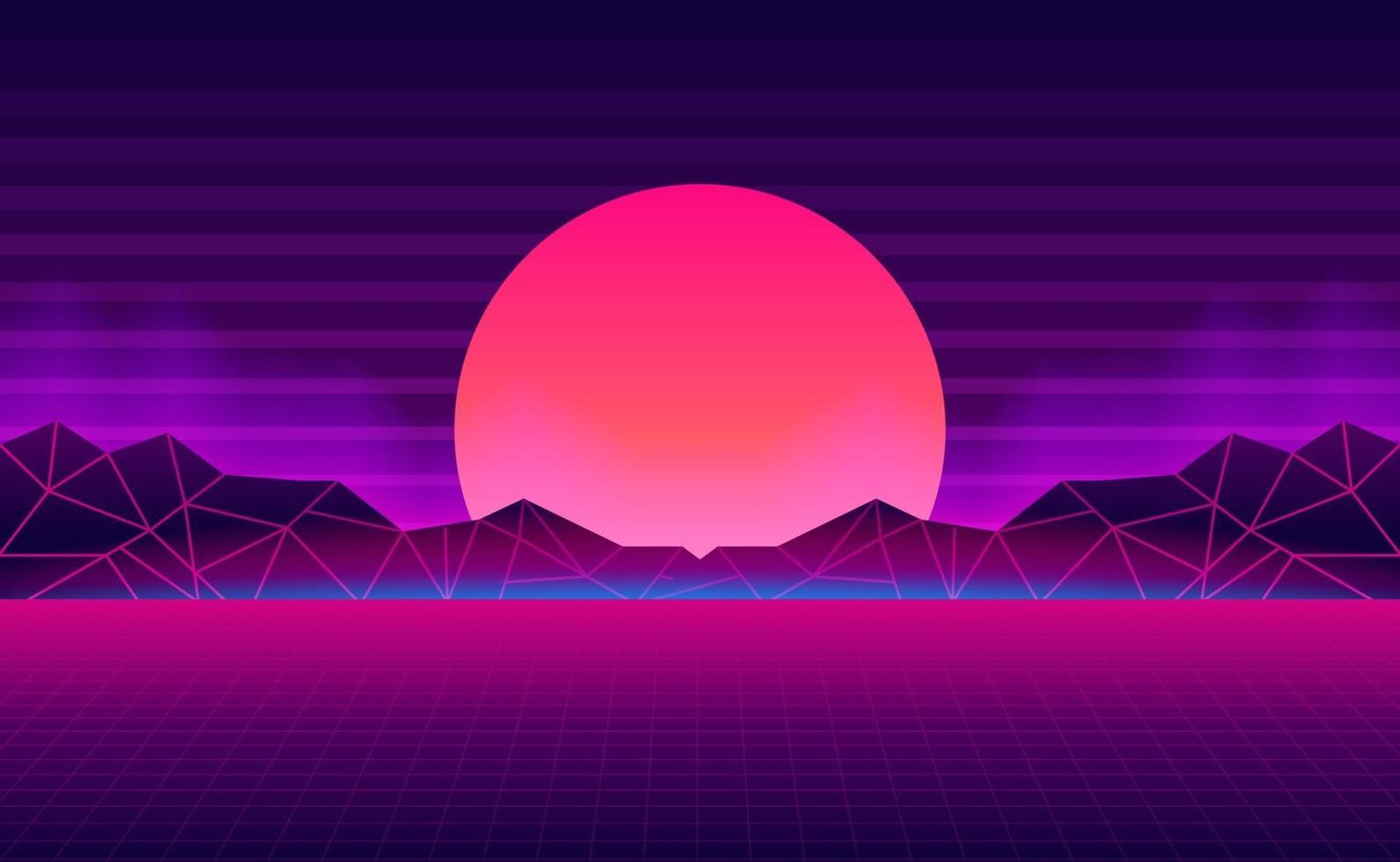 Retro vintage 80s gradient neon color background vector