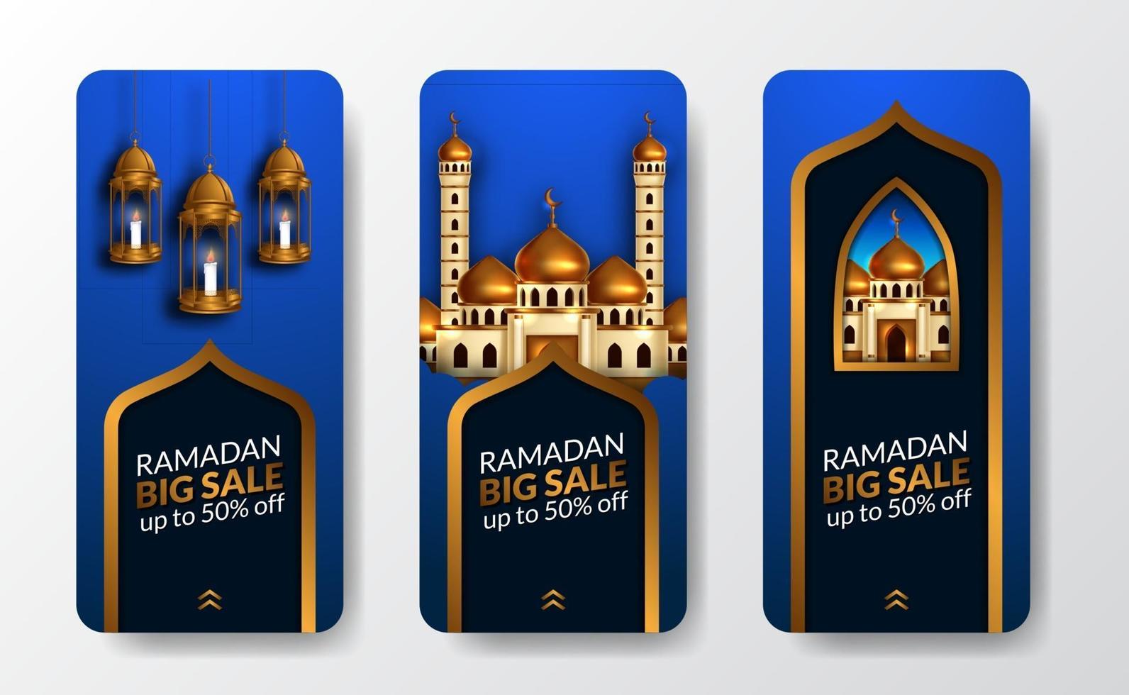 Plantilla de banner de cartel de historias de redes sociales de Ramadán vector