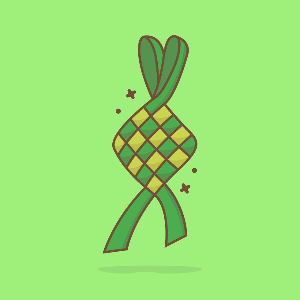 Ilustración de icono de vector de dibujos animados lindo ketupat