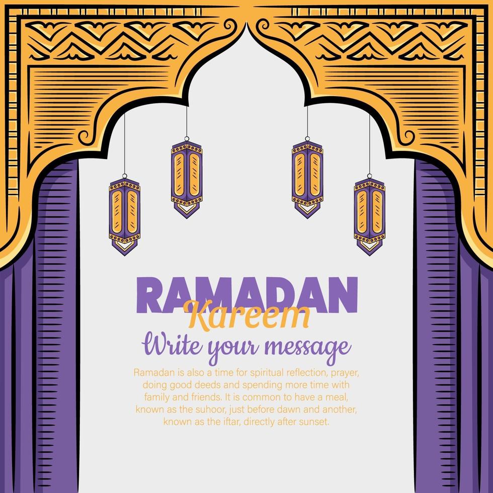 Hand drawn illustration of ramadan kareem or eid al fitr days greeting concept vector