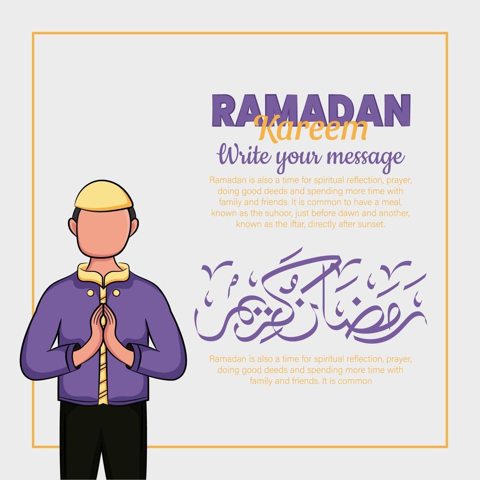 Hand drawn illustration of ramadan kareem or eid al fitr days greeting concept vector