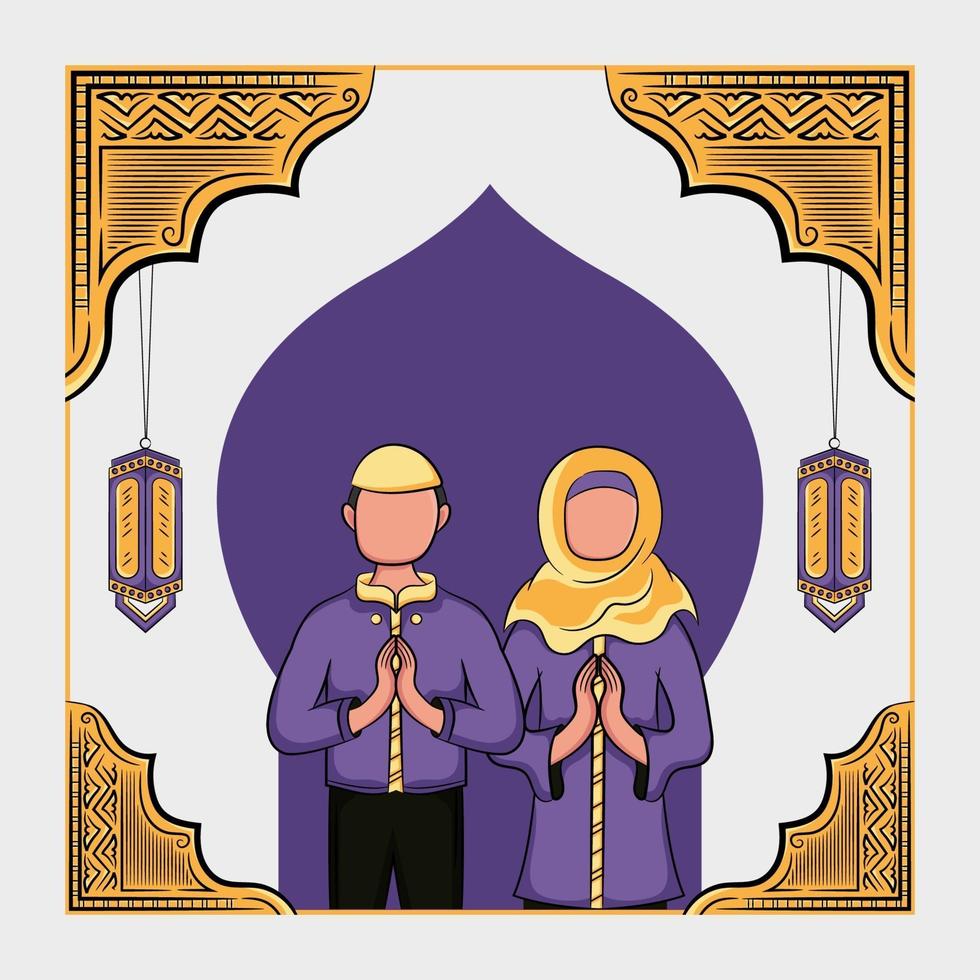 dibujado a mano ilustración de saludo de los días de ramadan kareem o eid al fitr vector