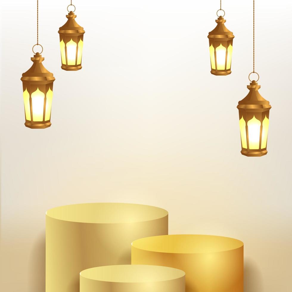 Ramadan kareem elegant luxury background with 3d arabic lantern vector