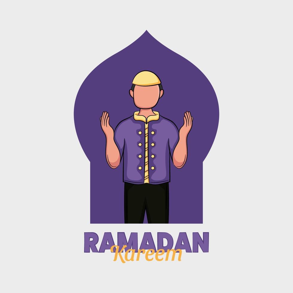 Hand drawn illustration of ramadan kareem or eid al fitr days greeting vector