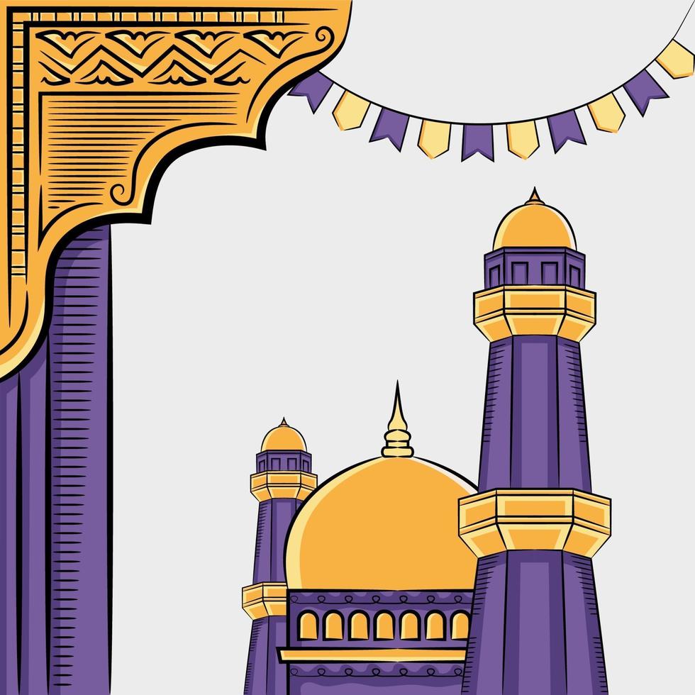 Hand drawn illustration of ramadan kareem or eid al fitr days greeting concept on white background. vector