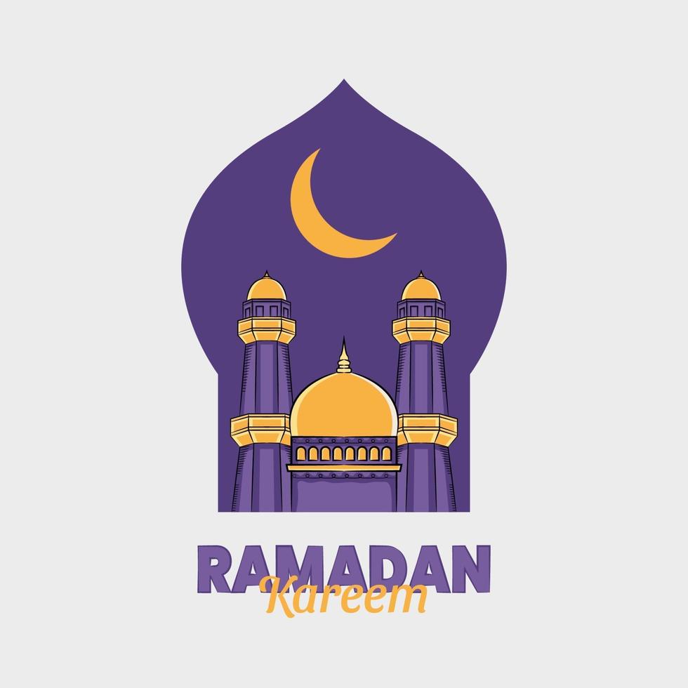 Hand drawn illustration of ramadan kareem or eid al fitr days greeting vector