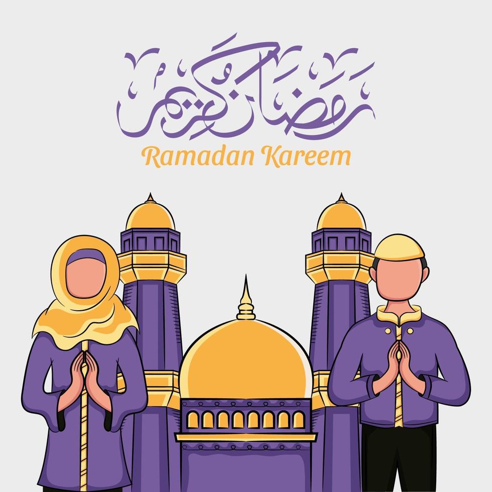 dibujado a mano ilustración de saludo de los días de ramadan kareem o eid al fitr vector