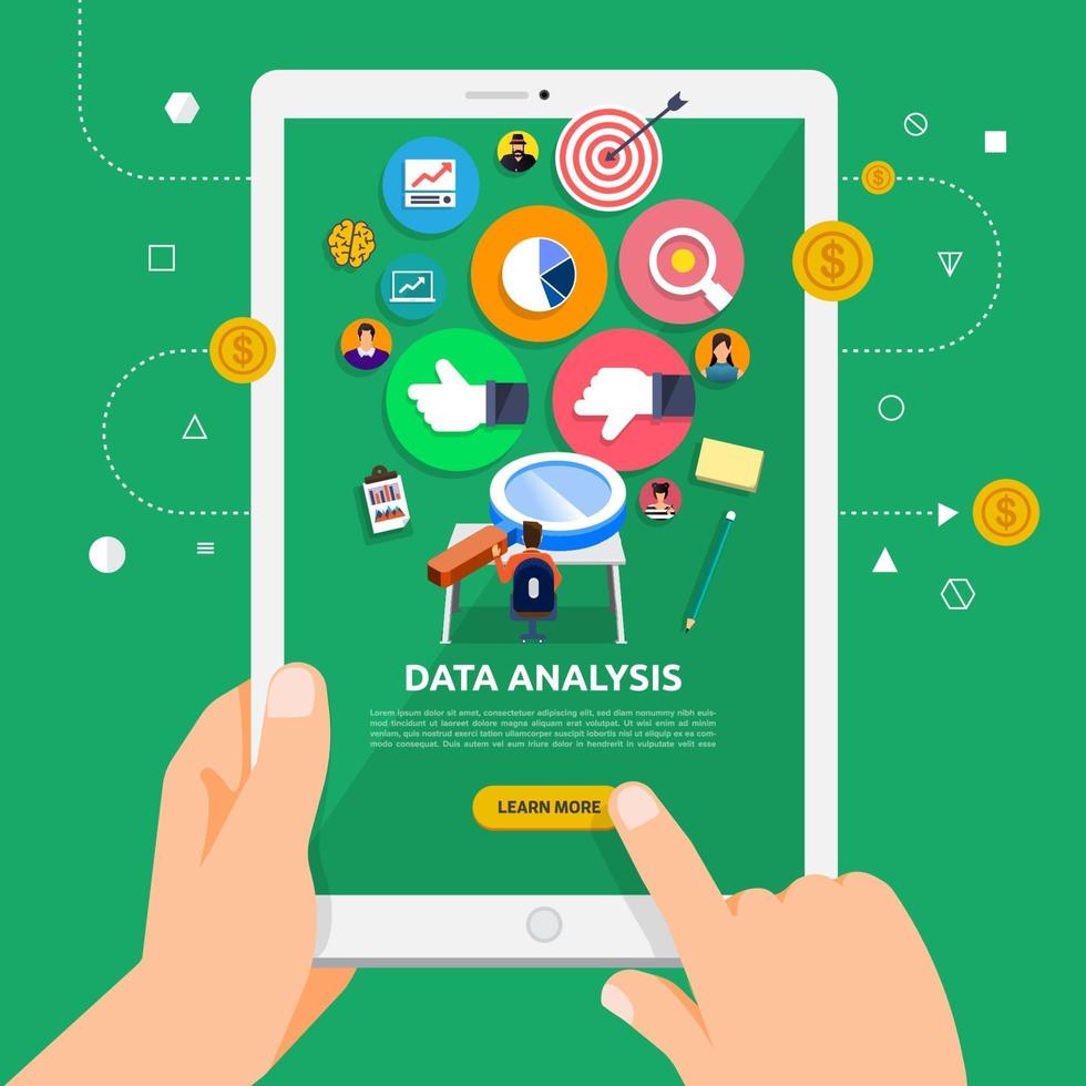 usando una tableta para aprender sobre el análisis de datos vector