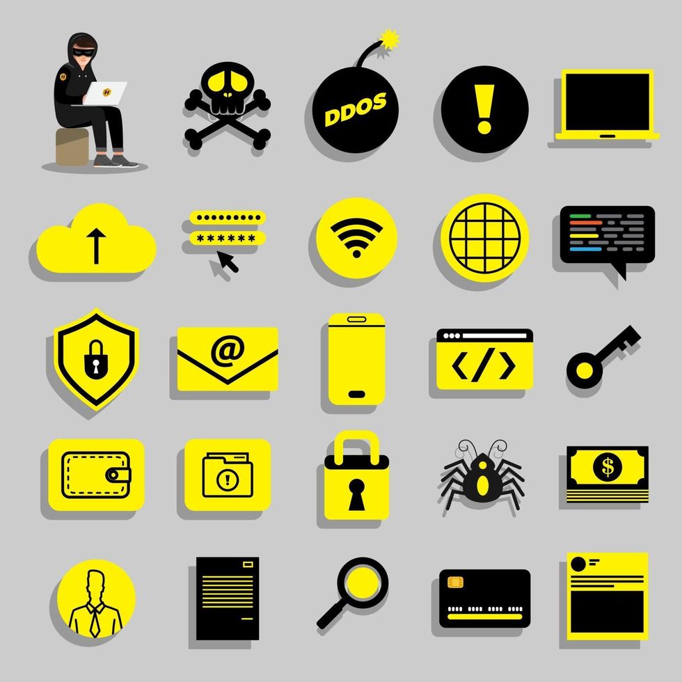 Cyber hacker icons vector