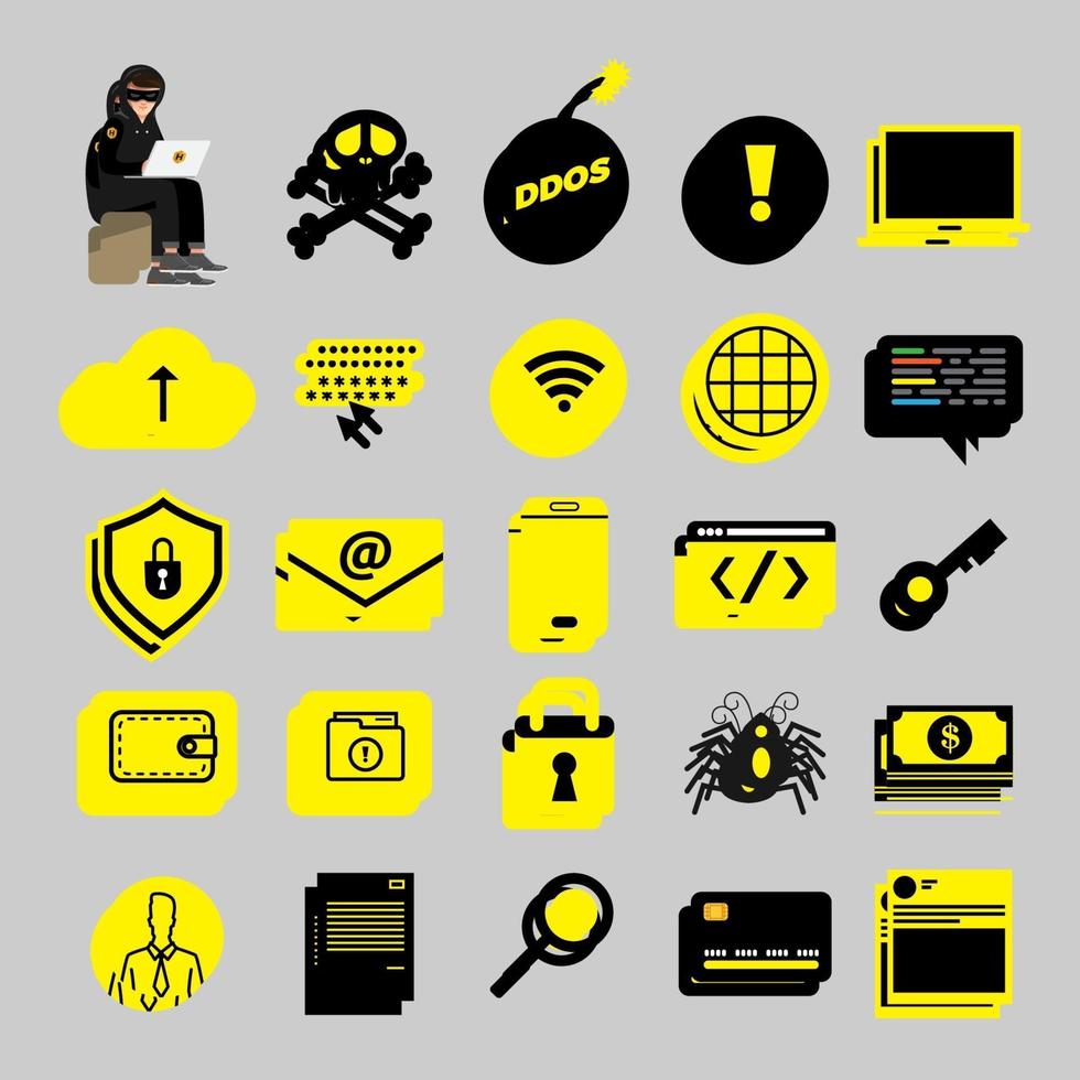 iconos de cyber hacker vector