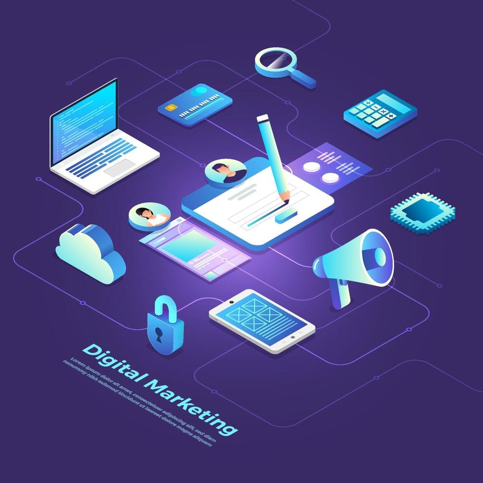 Isometric Digital Marketing vector