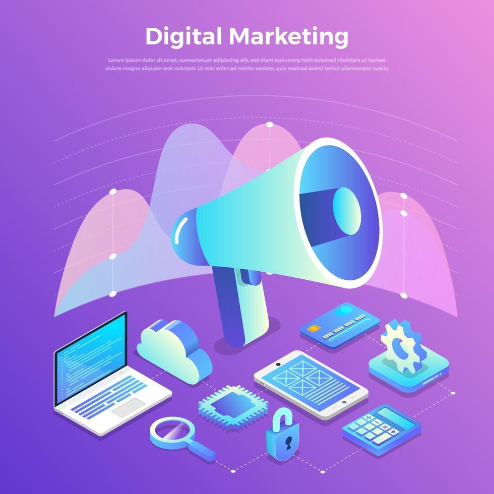 Isometric Digital Marketing vector