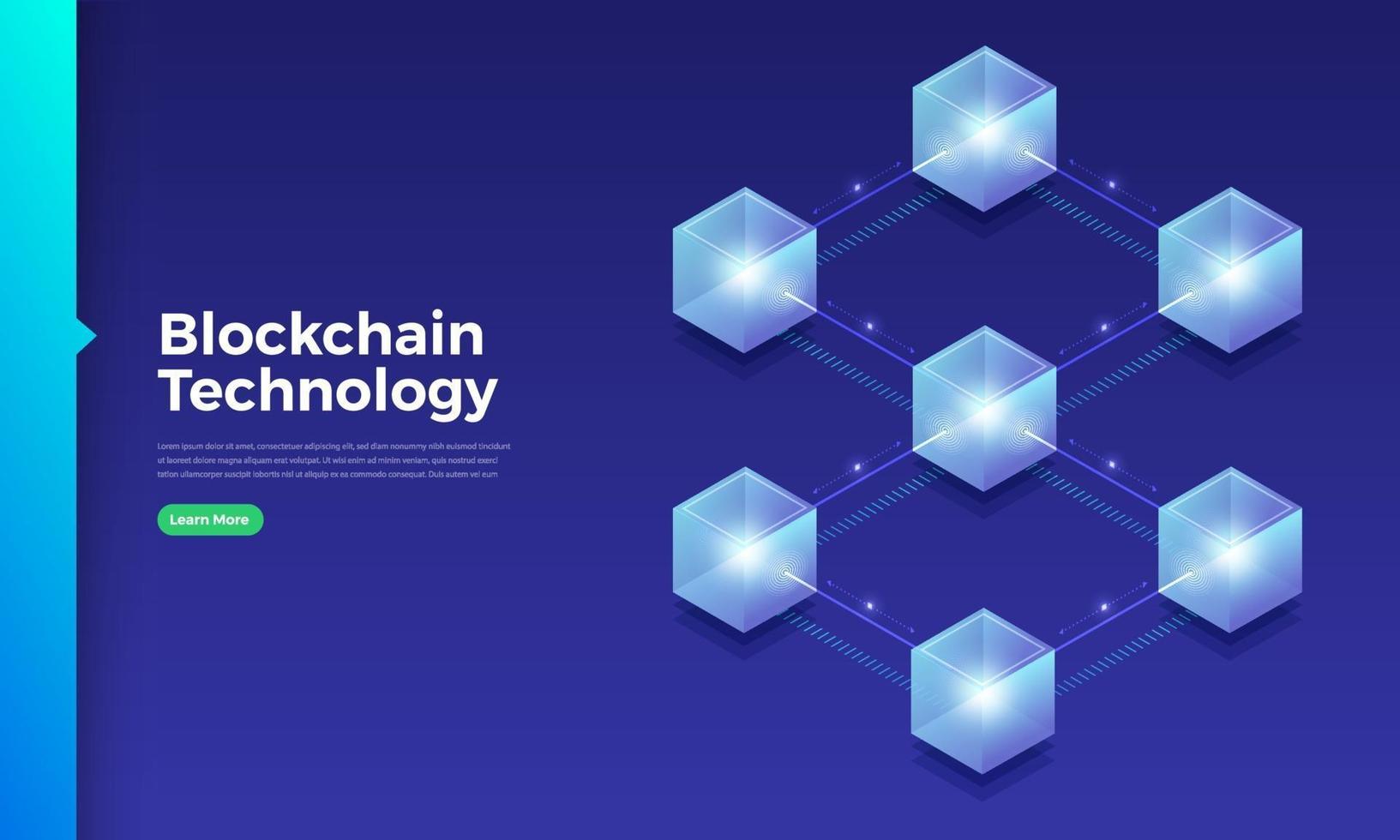 Flat design concept blockchain and cryptocurrency technology. Composition for layout design website banner. Isometric vector illustration.