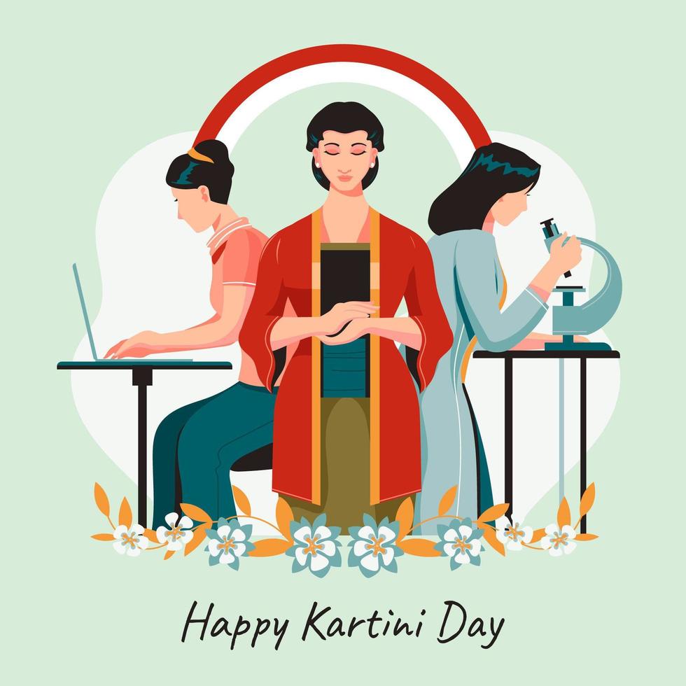 concepto de feliz día de kartini vector