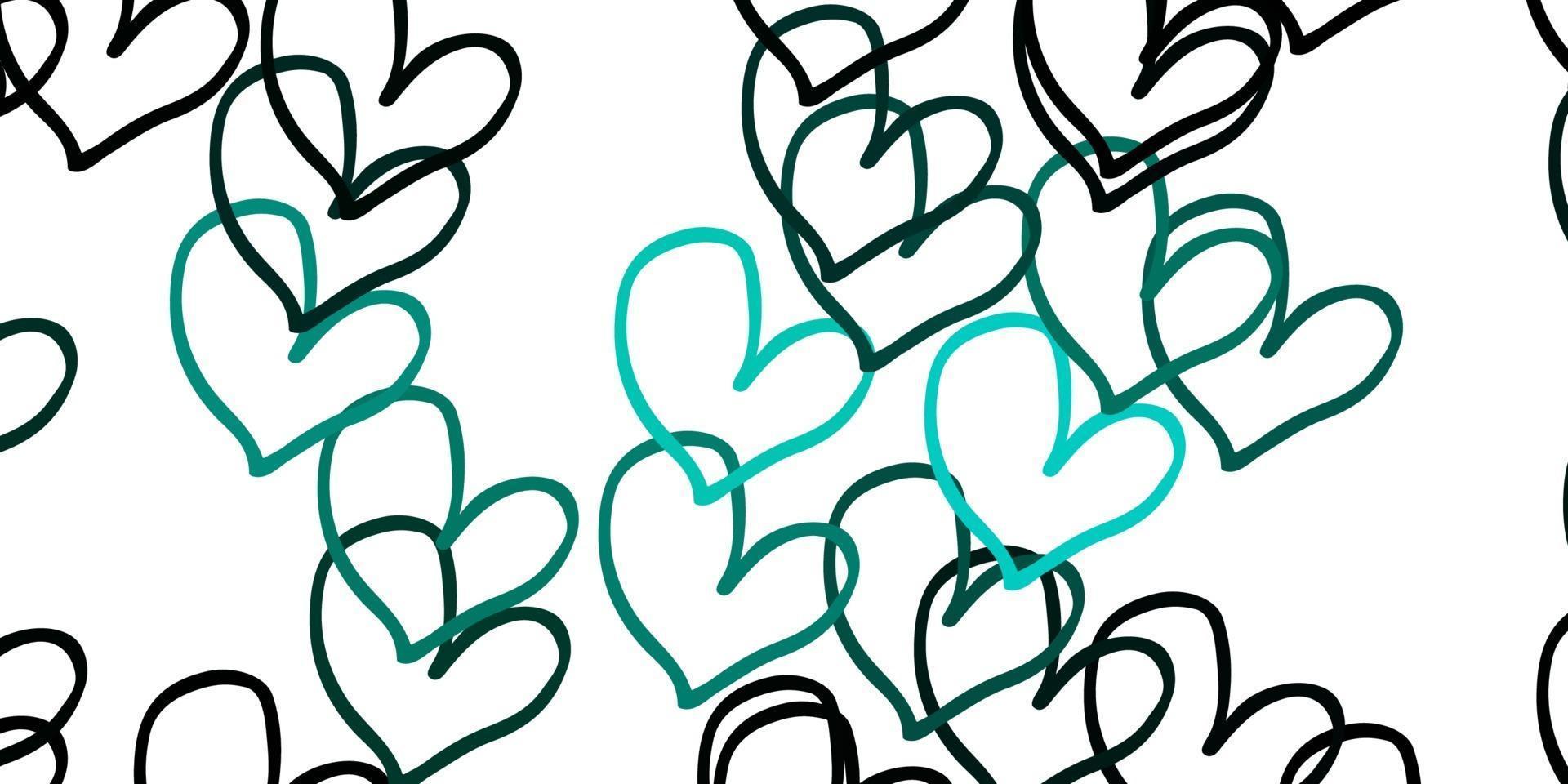 Light Green vector texture with lovely hearts.