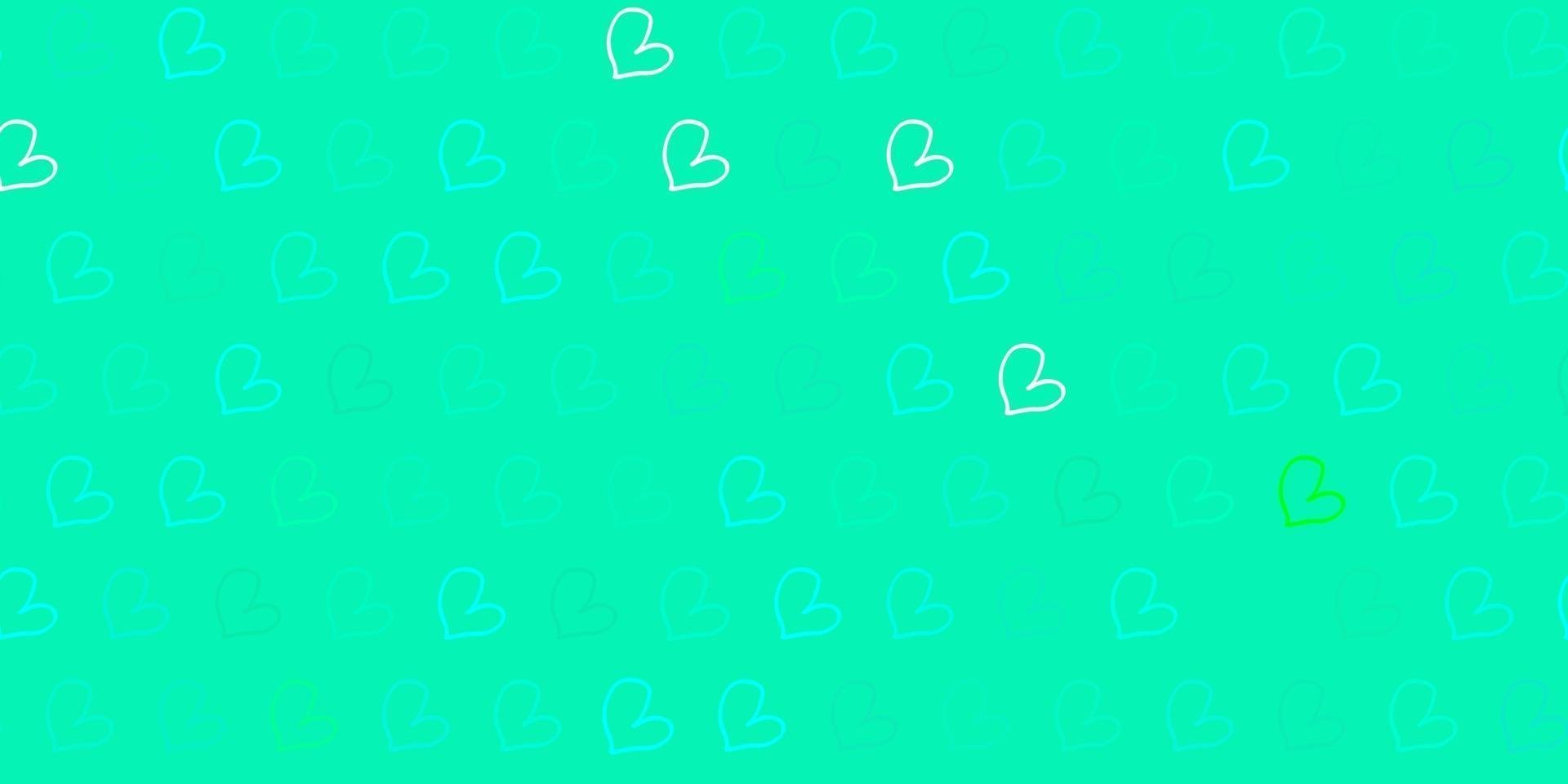 Light Green vector pattern with colorful hearts.