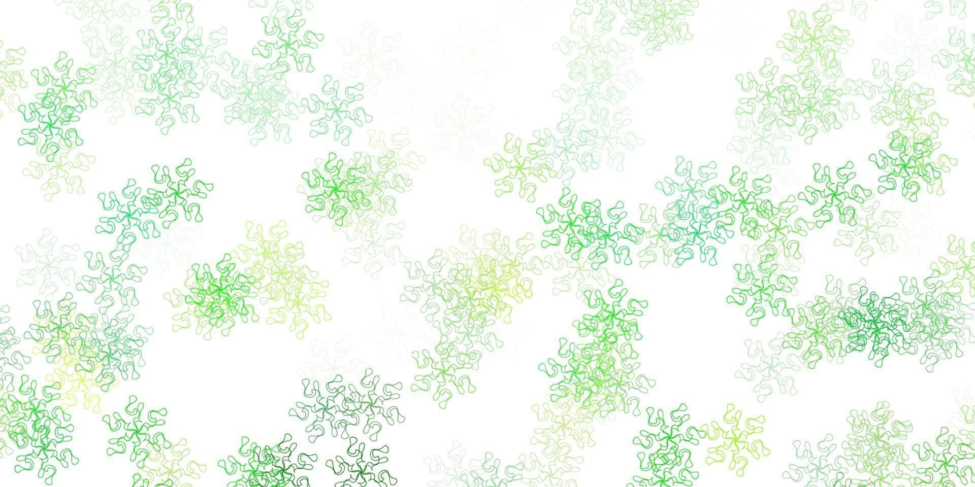 Light green, yellow vector doodle background with flowers.