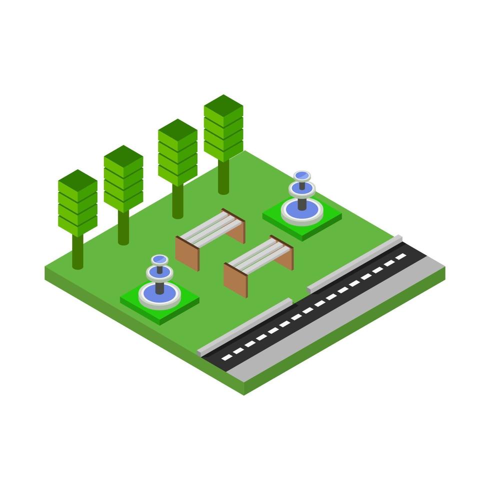 Isometric Park On White Background vector