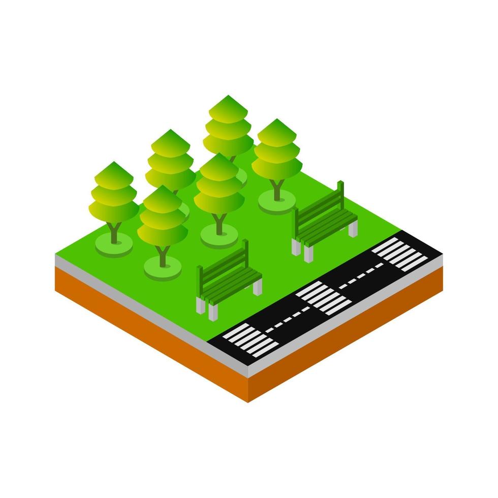 Isometric Park On White Background vector