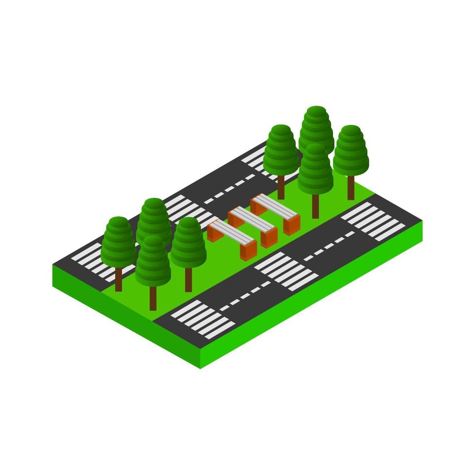 Isometric Park On White Background vector