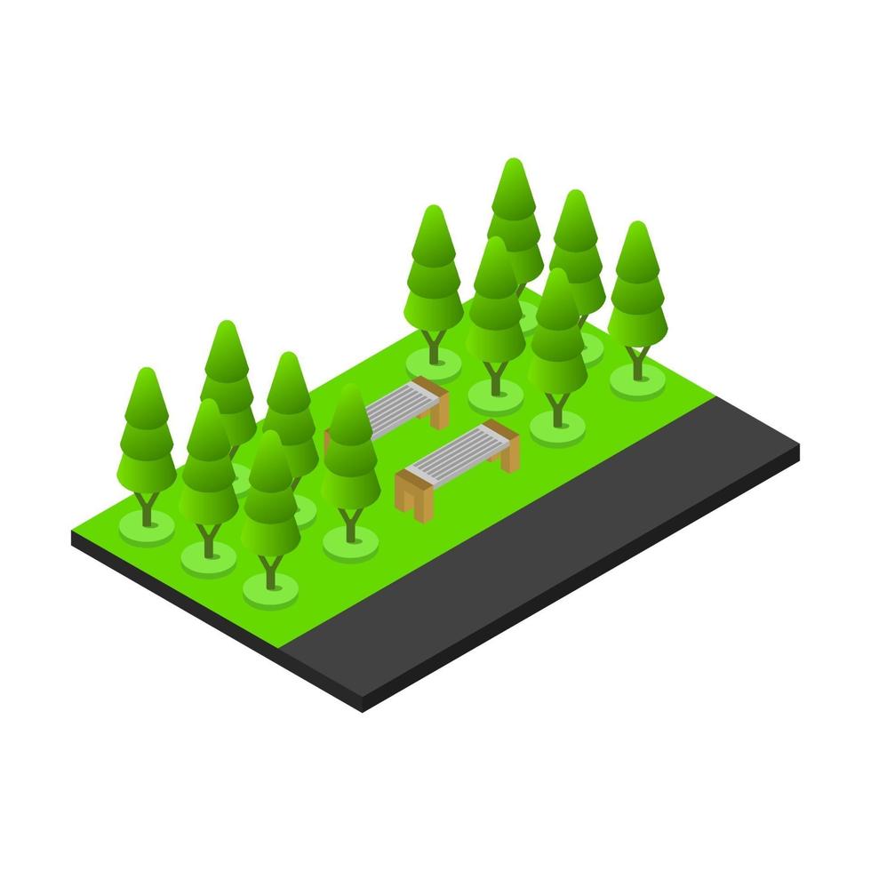 Isometric Park On White Background vector