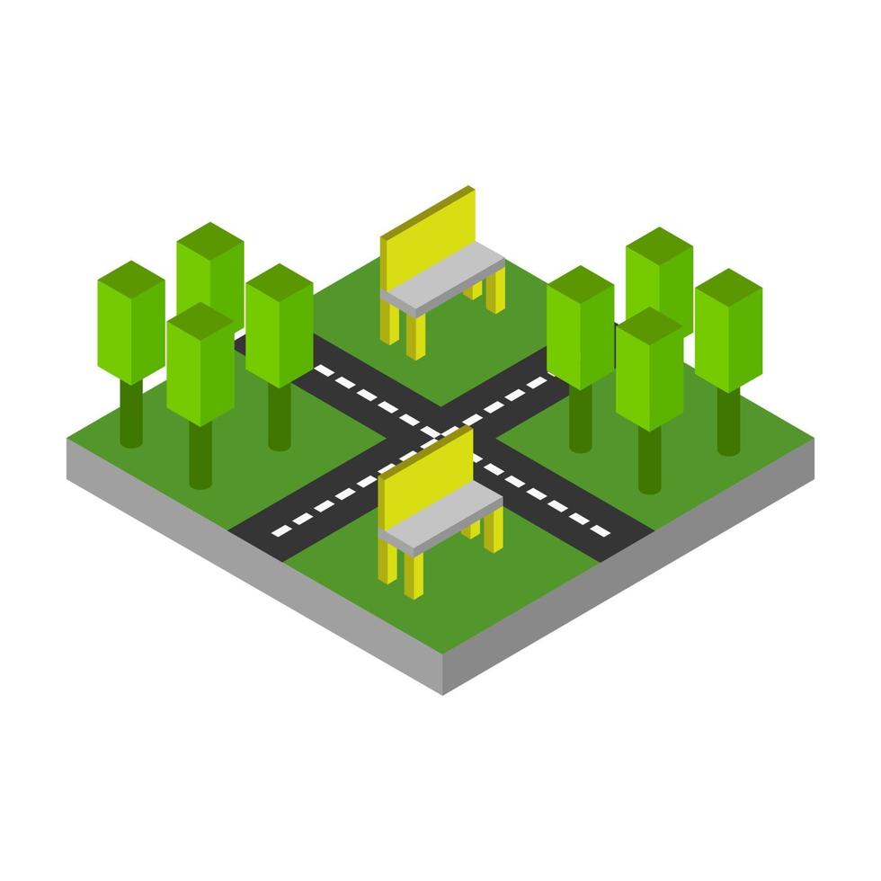 Isometric Park On White Background vector