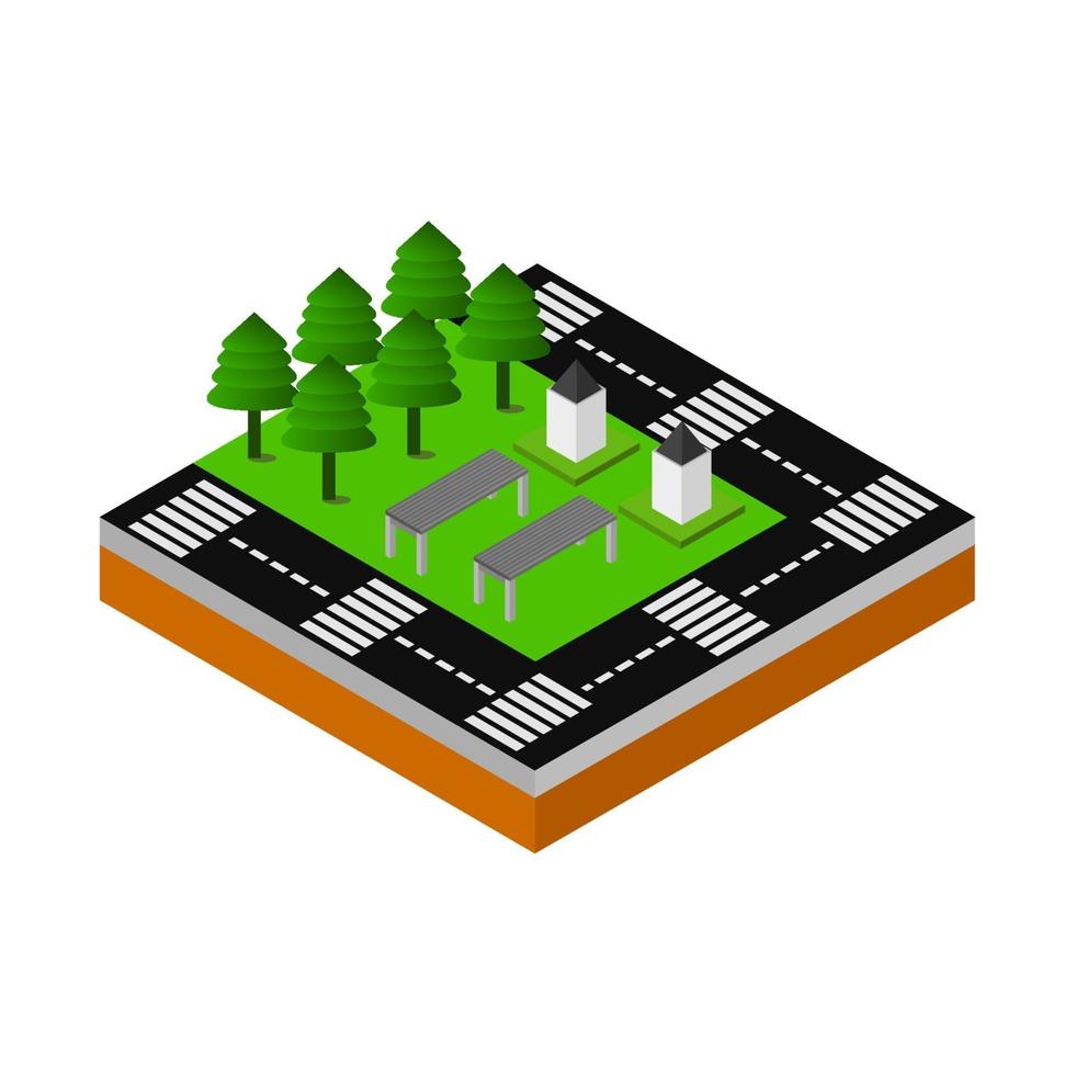 Isometric Park On White Background vector