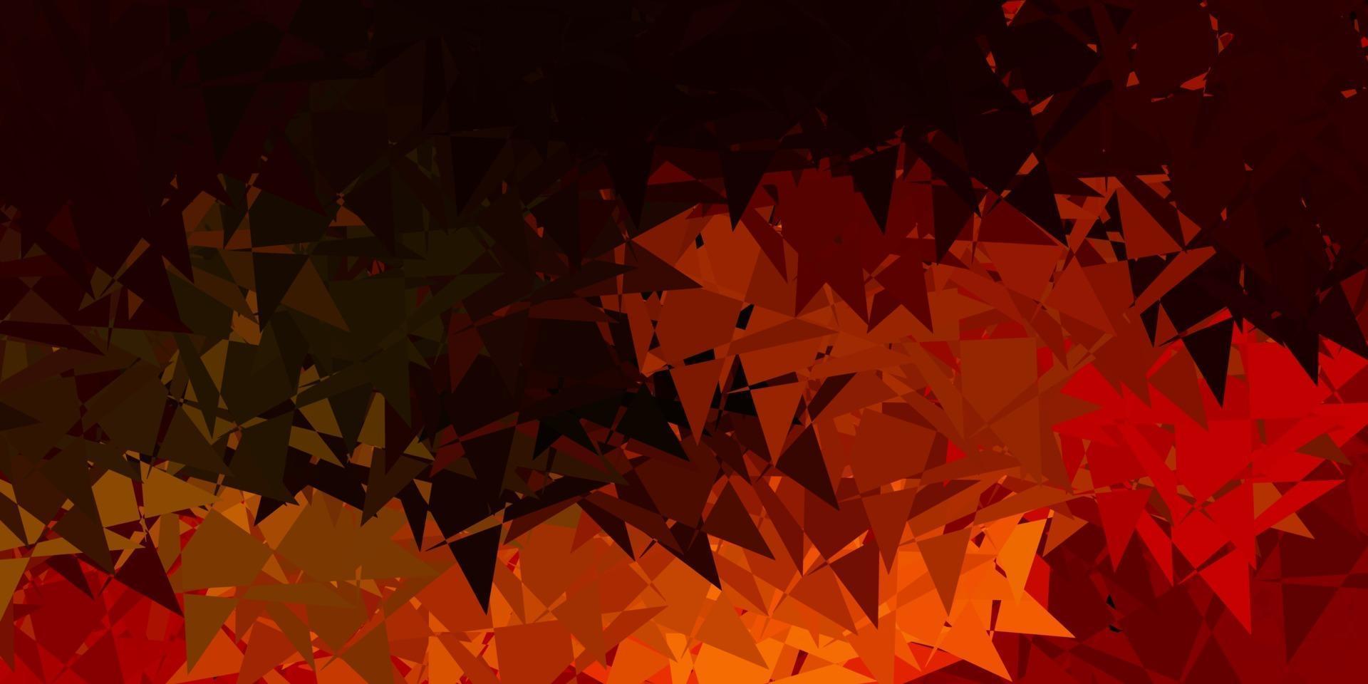 Dark orange vector background with triangles.