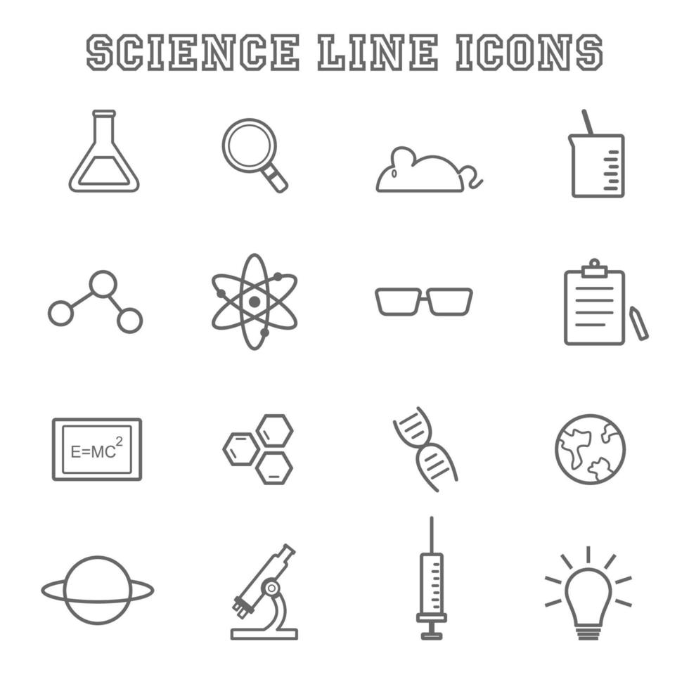 iconos de linea de ciencia vector