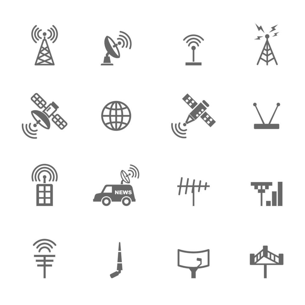 iconos de antena y satélite vector
