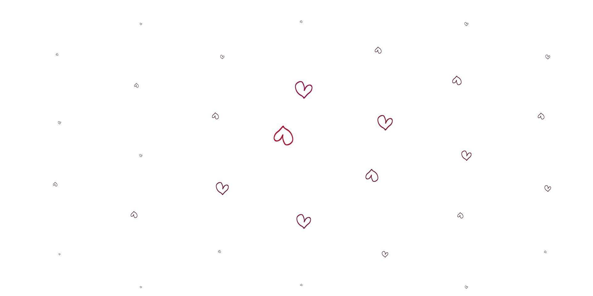 patrón de vector rosa claro con corazones de colores.