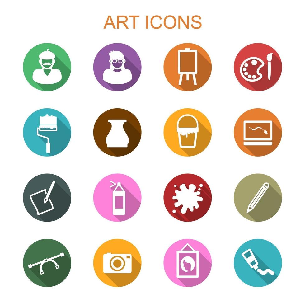 iconos de la larga sombra de arte vector