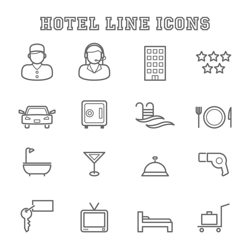 iconos de línea de hotel vector