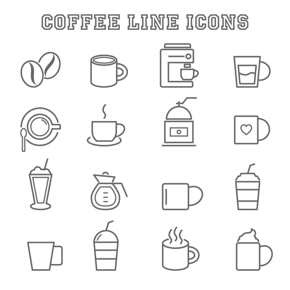 coffee line icons vector