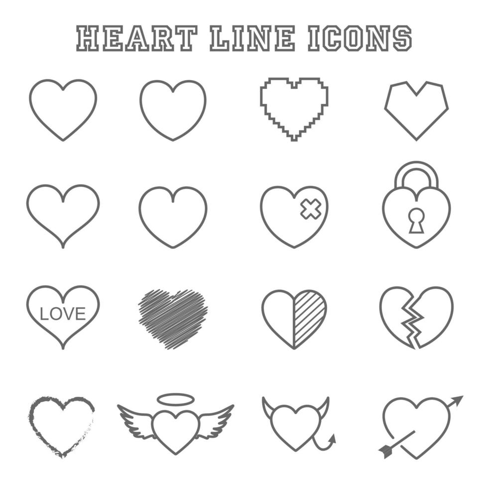 heart line icons vector