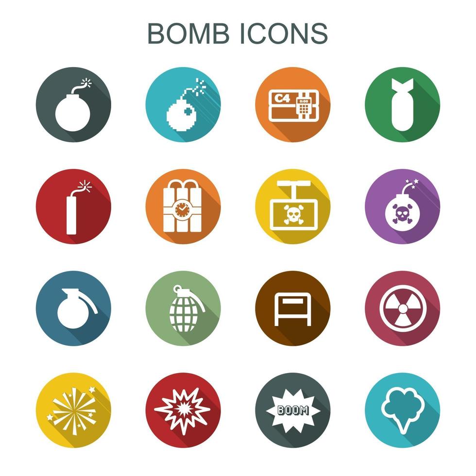 iconos de larga sombra de bomba vector