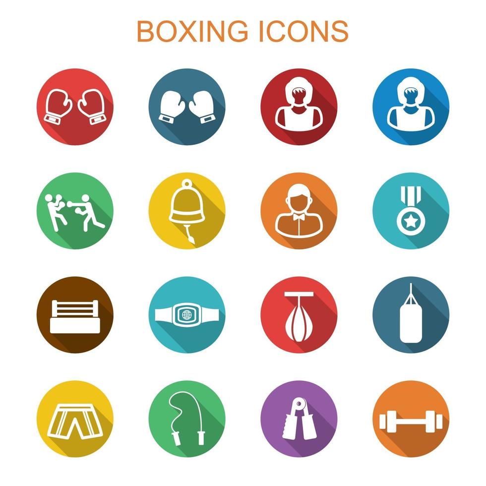 boxing long shadow icons vector