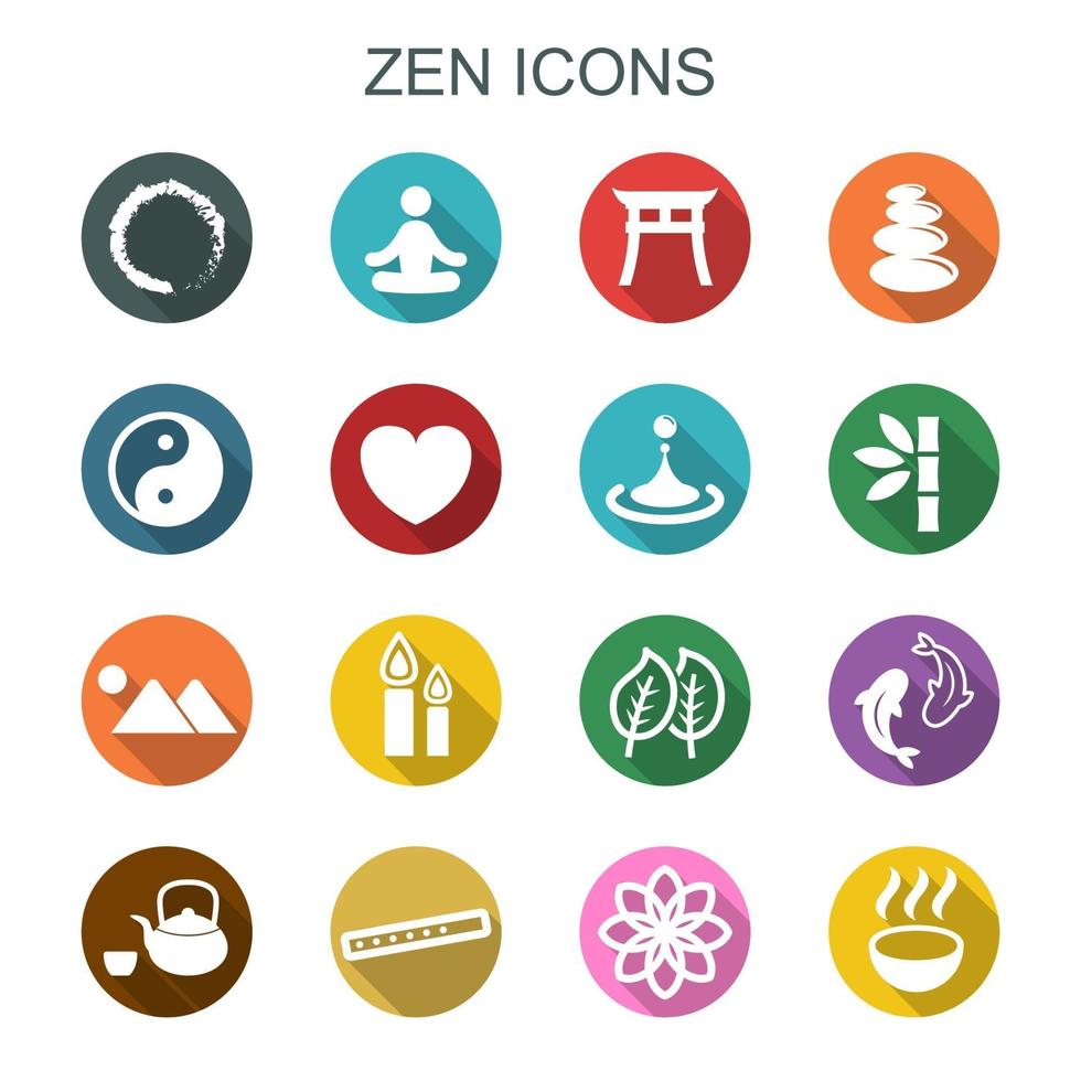 iconos de la larga sombra zen vector