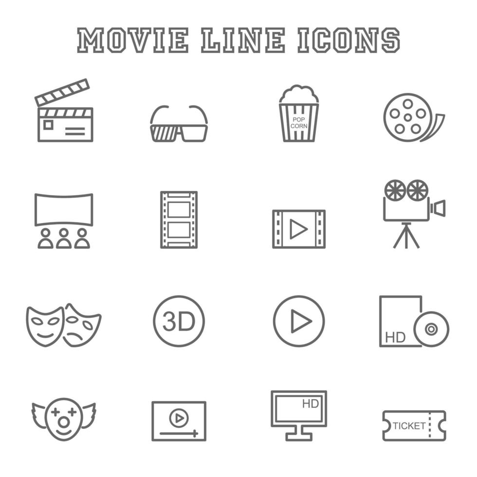iconos de línea de película vector
